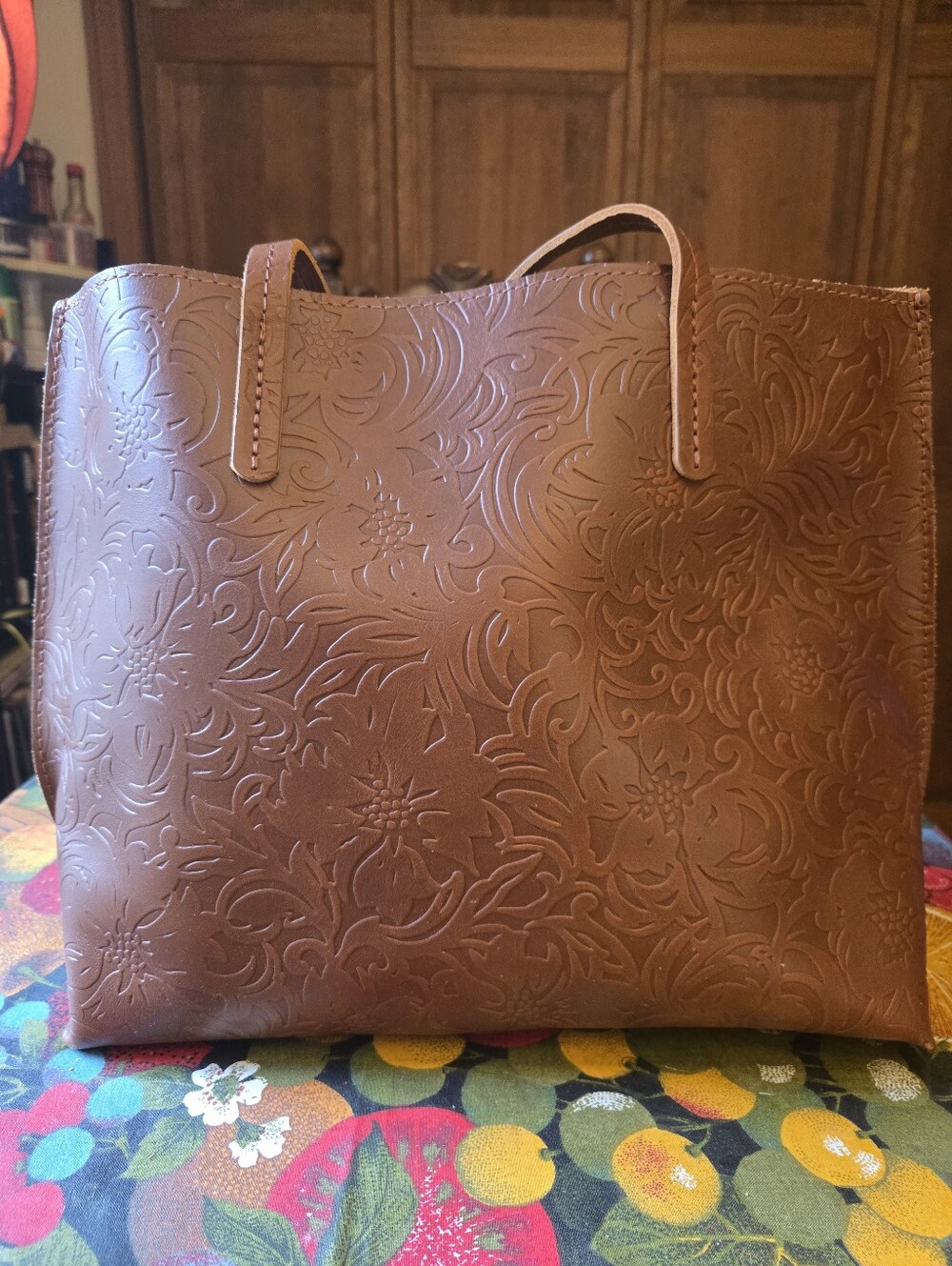 Portland Leather Goods Medium August Tote in Meadow Ornate Leather